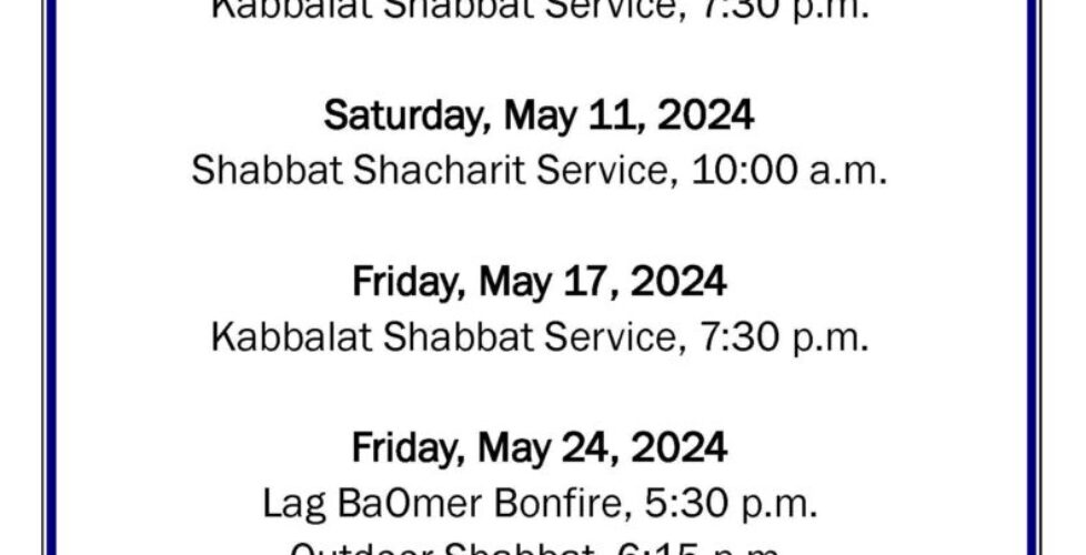 May 2024 Service Schedule image